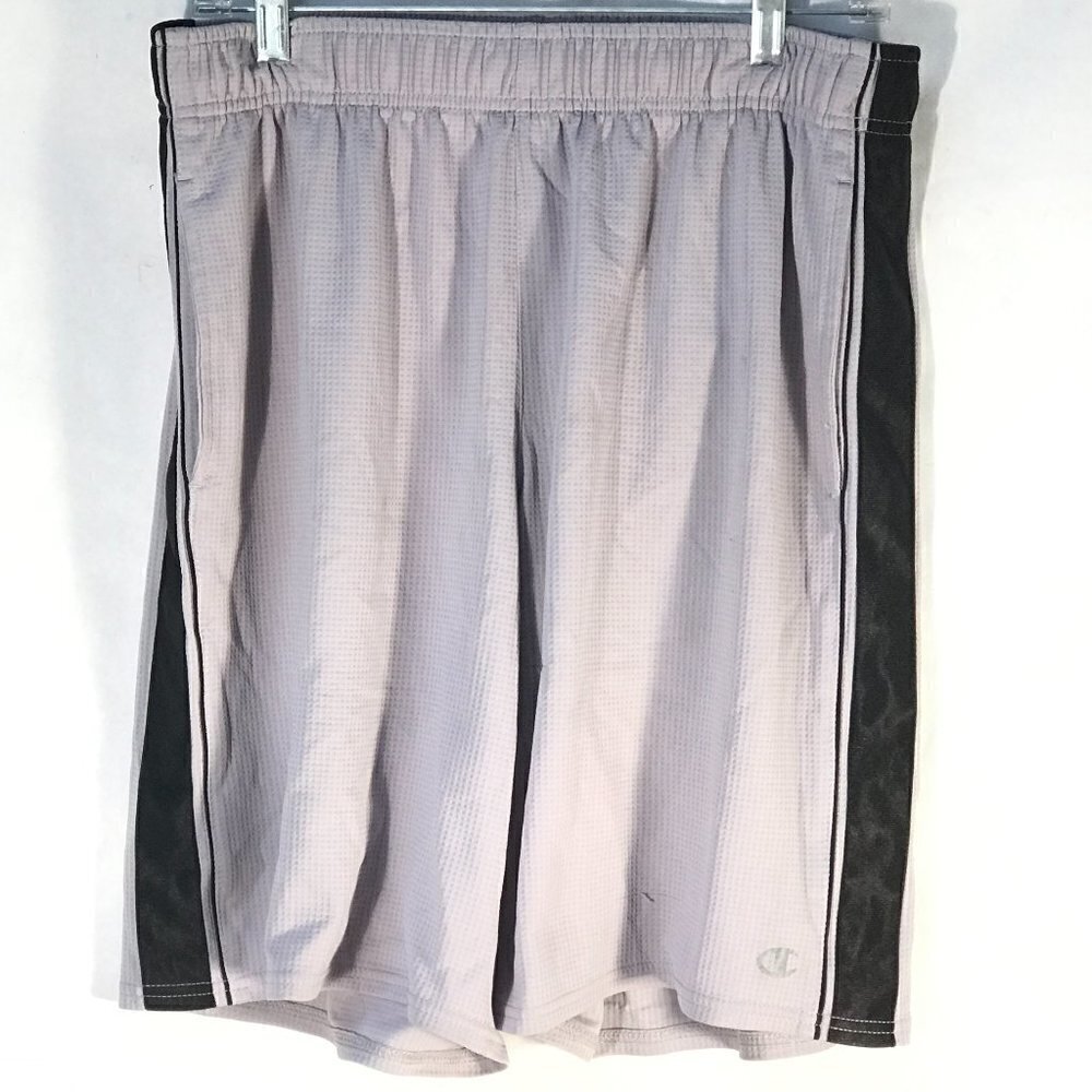 CHAMPION Gray Black Mens Basketball Workout Athletic Shorts